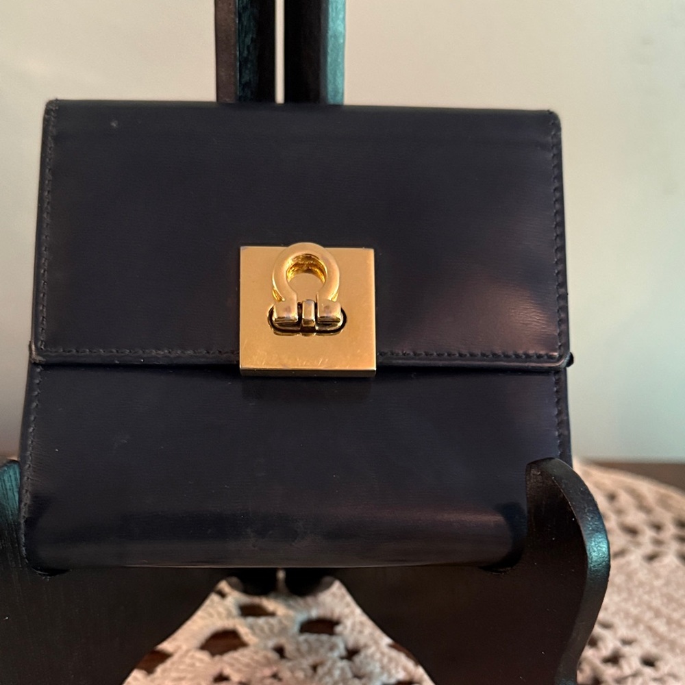 Blue Ferragamo wallet with Gold Clasp